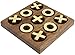 SKAVIJ Wooden Handmade Travel Tic Tac Toe Board Game Brass Inlay Coins for New Year Gifts (Brown)