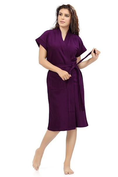 Superior Womens Cotton Bathrobe (Purple, Standard)