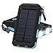 Solar Chargers, GRDE Portable 10000mAh Dual USB Output IP67 Water-Resistant Solar powered Phone Charger with 2 Flashlights Carabiner & Compass for iPhone iPad iPod Cell Phones Tablet Camera (Blue)