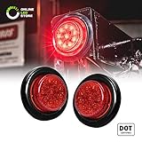 2pc 2" Red Round Trailer LED Marker Lights [DOT Approved] [Reflector Lens][10 LED] [Grommet] [Flush-Mount] [Waterproof IP67] Marker Lights for Trailer Truck