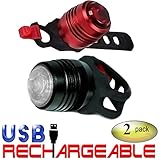 Classic Glow -Rechargeable LED Bike Light Set, Cycling Headlight and Taillight, 2 USB Cables Included