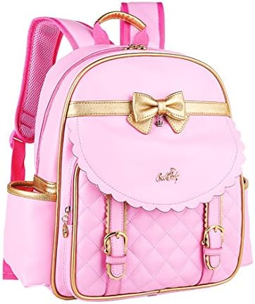 Waterproof PU Bow-knot Primary School Backpack for Princess Girls Elementary School Bookbag Back Pack