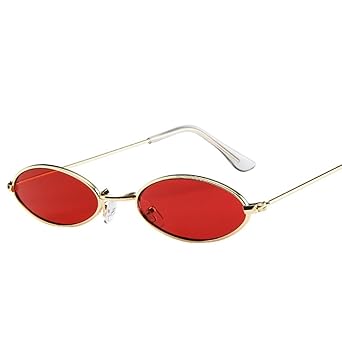VENMO Mode Herren Retro kleine ovale Sonnenbrille für Damen Metallrahmen Shades Brillen Katzenauge Metall Rand Rahmen Damen F
