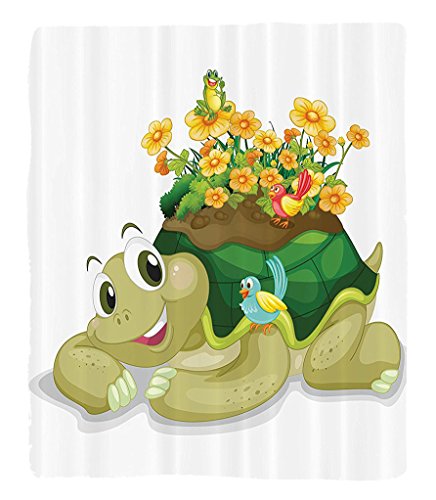 Chaoran 1 Fleece Blanket on Amazon Super Silky Soft All Season Super Plush Reptile Decor Collection Funny Floral Turtle Talking with Colorful Humming Birds Tortoise Ninja Home Decoration Fabric et