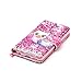 for iPod Touch 6 Case, Alkax Premium PU Leather Wallet Kickstand Magnet Flip Stand Protective Cover with Card ID Card Slots for Apple iPod Touch 5 6th Generation (2 Hot Pink Owl)