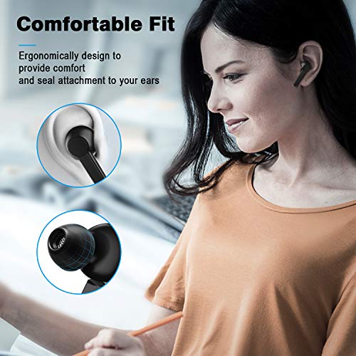 SPRITREE Bluetooth Earbuds TWS Stereo Wireless Earbuds with Charging Case Bluetooth 5.0 Earbuds with Noise Cancellation Mic, Touch Control, 40Hours Playback for iPhone and Android