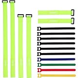 Reusable Cable Ties and Cinch Straps Set, Adjustable Multipurpose Hook and Loop Securing Straps for Cord Management and More, Assorted 16 Pack (Yellow)