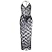 LamourLove Women's Lingerie Plus Size Halter Black Lace Sexy Robe High Split Long Gown Dress Set(X-Large)