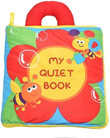 Jovatnana Quiet Book Soft Cloth Book for Children Toddler - Learning Story Book Squeak Rattle Safety Fabric Book (Flower)