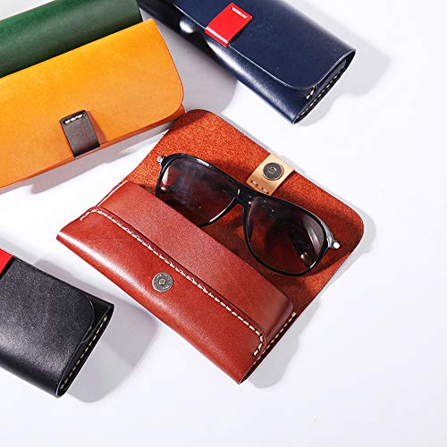 Handmade Genuine Leather Eyeglass Case Holder for Sunglasses & Reading Glasses - UnisexÂ  (Brown)