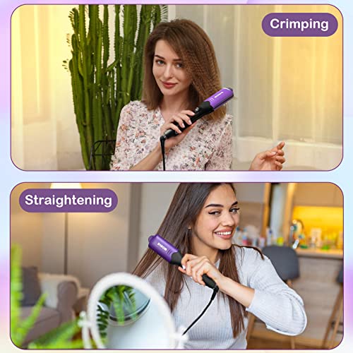 DSHOW 4 in 1 Hair Crimper Hair Waver Hair Straightener Curling Iron with 4 Interchangeable