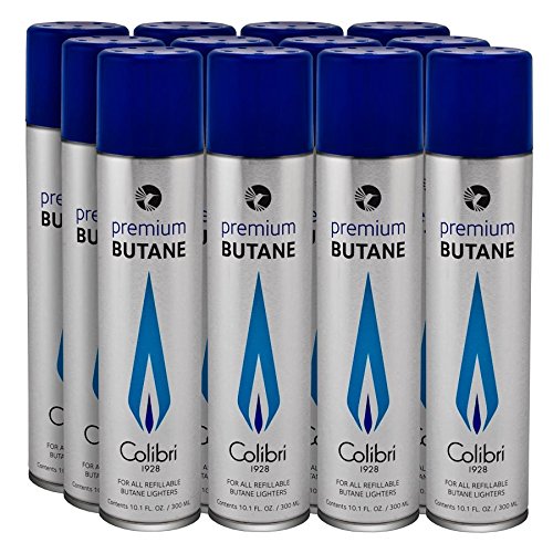 Colibri Premium Butane 300 ML Large Can - 12 Pack+ FREE Torch lighter