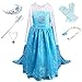 Anbelarui Girls New Princess Party Costume Long Dress Up with Tiara&Wand&Necklace&Wig&Glove,Complete Set(3-4 Years, 02 Dress&Accessories Set)