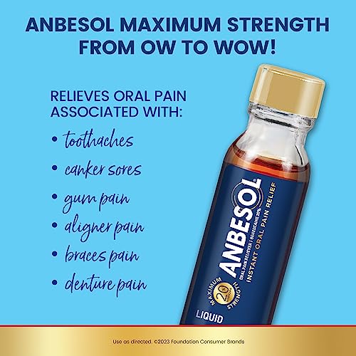 Anbesol Maximum Strength Oral Pain Relief Liquid, Instant Pain Relief For Toothache Pain, Canker