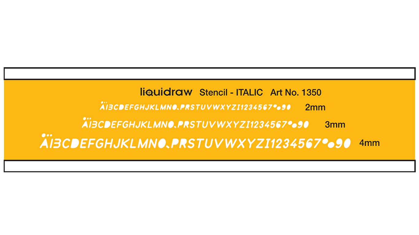Liquidraw Lettering Stencils for Crafts English Stencil Alphabet Number Drawing Drafting Template, Italic Font Combo Set of 2mm, 3mm & 4mm