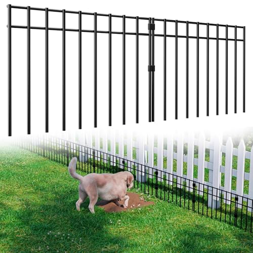 Photo 1 of 21 Pack - 17"x12" Animal Barrier Fence, 30Ft(L) No Dig Fence for Dogs with Strong Snap Connect, 4 Gauge Black Powder Coated Steel, Dog Rabbits Fence Barrier for Outdoor Landscaped Yard