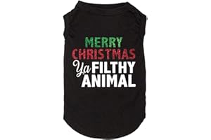 WEOKWOCK Merry Christmas Dog Costumes - Funny Graphic Print Vest Shirts for Small Large Dogs - Puppy Gift (Medium, Black-1)
