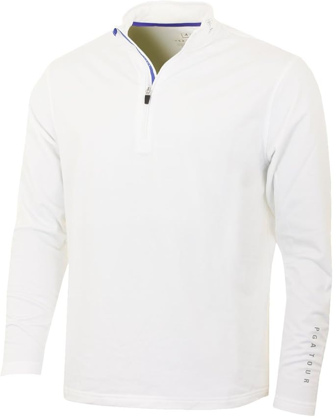 Mens PGA Tour Golf Stretch Thermal 3/4 Zip Pullover, PGA Print Logo