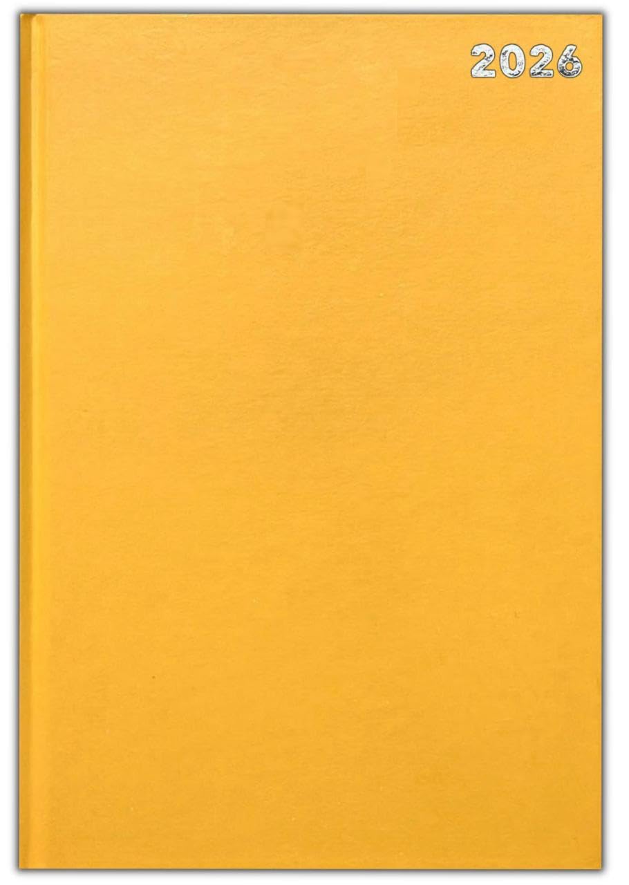 PaulStore 2026 A4 2 Page Per Day Appointment Diary - Hardback Office Diary (Yellow)
