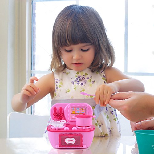 image for FUN LITTLE TOYS Toy Kitchen Appliances for Girls, Stovetop, Pan, Play 