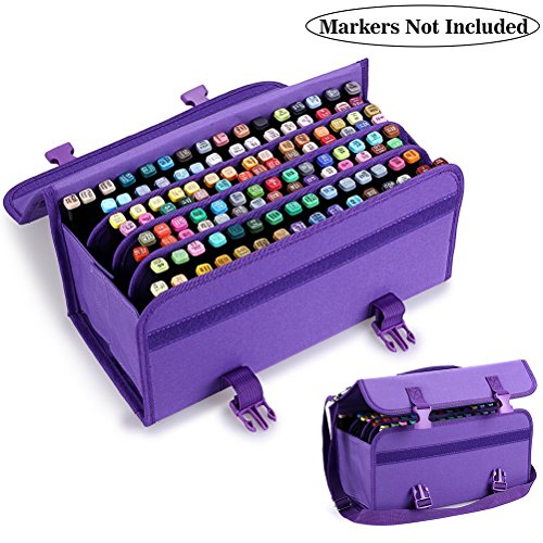 Samaz Handy 120 Slot Carrying Lipstick Organizer Marker Case Holder for Primascolor Markers and Copic Sketch Markers (Purple)