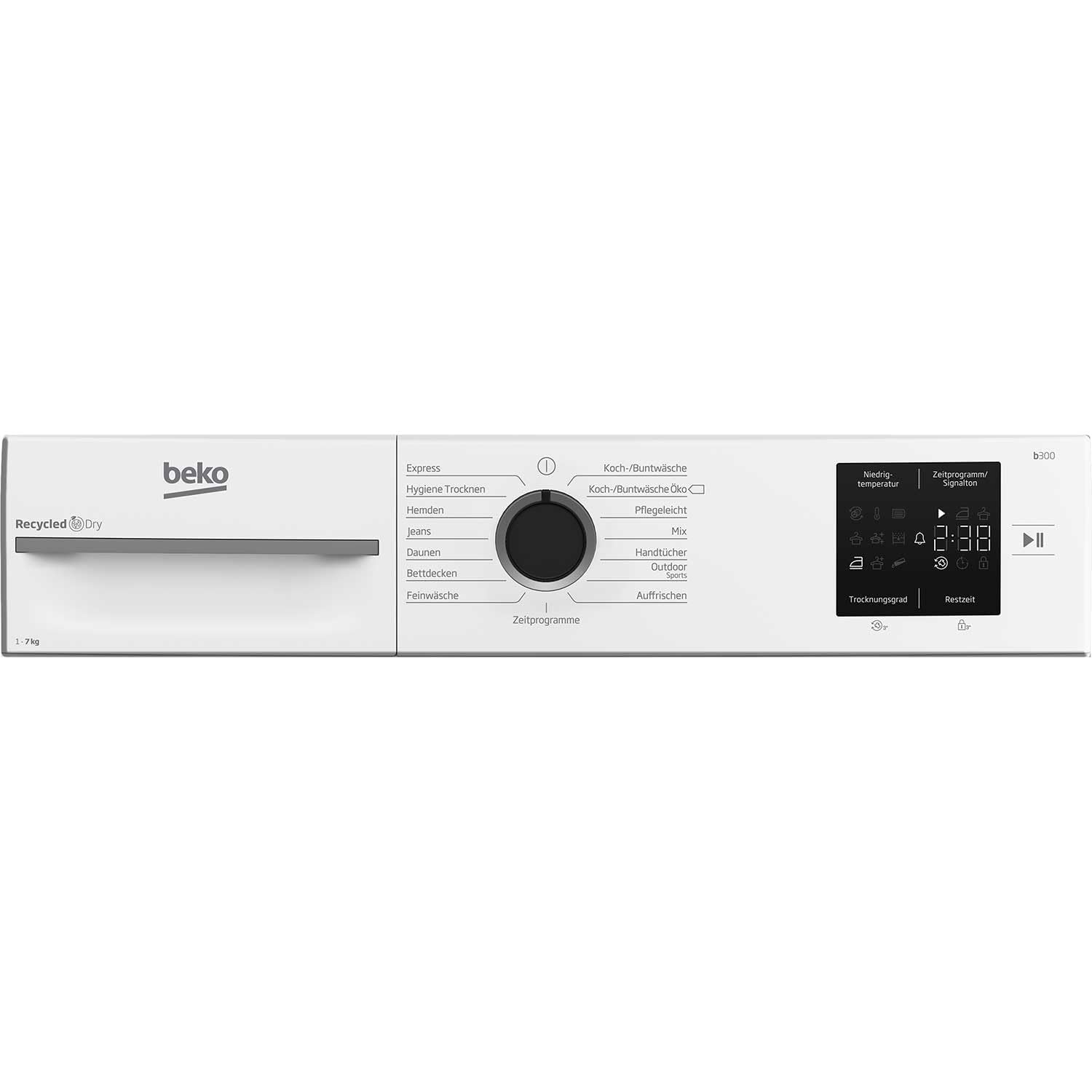 Beko BM3T37210W1 Wäschetrockner, 7 kg, Frontlader Wärmepumpentrockner, 15 Programme, Sensortrocknung, Säulenfähig, Aquawave Schontrommel, Weiß 6