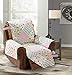 Brilliant Sunshine Pink and Green Rose Patchwork Quilted Large Recliner Slipcover, 28