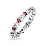 Bling Jewelry Sterling Silver Simulated Ruby CZ Eternity Band Wedding Ring