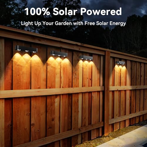 Solar Fence Lights, RGB Solar Wall Lights with 8 Colors & 11 Modes, Bacane Waterproof Solar Lights Outdoor for Patio, Backyard, Stairs, Garden, Black, 4-Pack