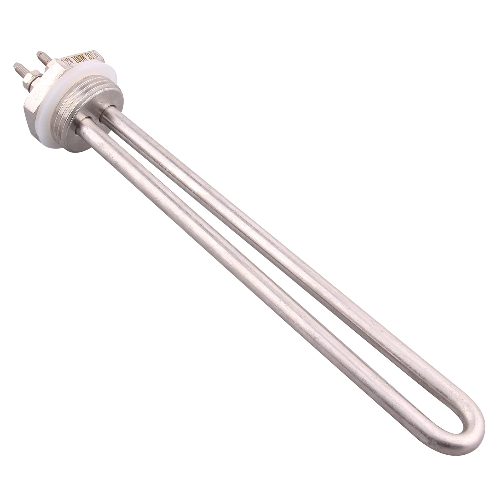 DERNORD 12V 100W DC Submersible Water Heater Element Stainless Steel Heating Element with 1 Inch BSP Thread Fitting U Type