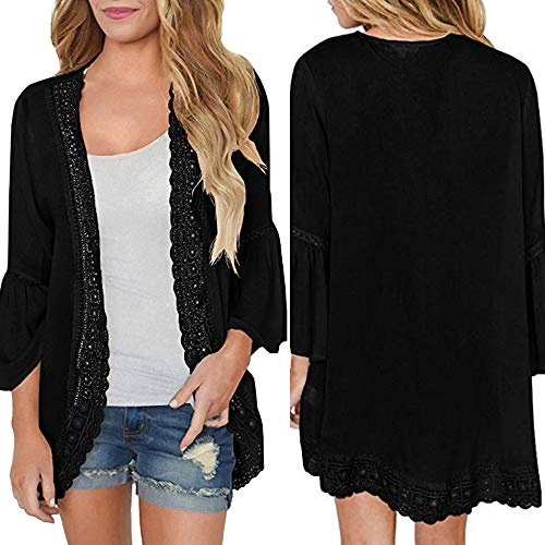 GOWOM Sexy Tops for Women Clothes for Women Kimonos for Women Womens Kimono Women Kimono Womens Kimonos Women Kimonos Womens Kimono White Kimono Cardigans for Women (Black,XXXX-Large)