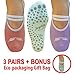 Barre, Pilates, Yoga, Exercise, Grip Socks. Non-Slip Bottoms. Cute Non-Skid Slipper Socks. 3 Pairs + Bonus Gift Price