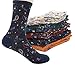Bellady Women Lady's 5 Pair Bohemian Vintage Style Cotton Crew Socks,Multi Color