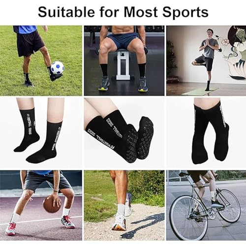 Gohanny Football Socks 3 Pairs Non-Slip Football Socks, Sizes 35-39 39-46, Football Socks for Men and Women, Children - Non-Slip Grip Socks Football - Sports Socks Breathable