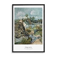 Framed Canvas Wall Art The Starry Night by Vincent Van Gogh Canvas Prints Home Artwork Decoration for Living Room,Bedroom - 16x24 inches