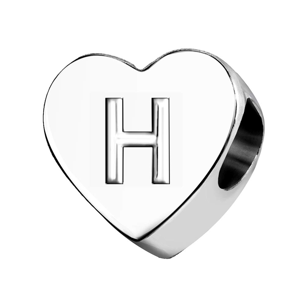KunBead Jewelry Letter H Initial Charms Love Heart Grandma 30 Birthday Moments Graduation Charm for Bracelet Necklace