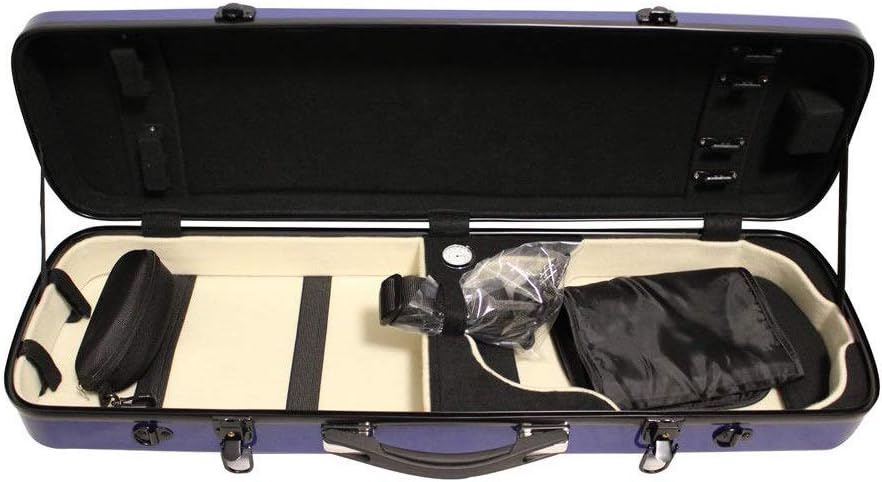 QERNTPEY Violin Case Full Size 4/4 Fiberglass Hard Fiddle Case Luxury Violin Oblong Case Carrying Bag with Handle Lock Backpack Straps Blue Portable Carrying Bag Hard Case for Violin