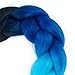 Alissa Jumbo Braiding Hair Extensions High Temperature Kanekalon Synthetic Ombre Twist Hair Multiple Tone Colored Jumbo Braiding Hair （24'' ,BLACK-BLUE-AZURE)