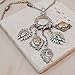Elosee Sugar Skull Silver Burnish Plating Cluster Multi Pendant Necklace 24 Inch