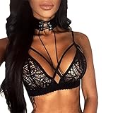 SEADEAR Women's Sexy Lace Floral Bralette Bralet Bra Lingerie Bra Top Seamless Bralette Cup Lace Vest Tank Top(Black,XL)
