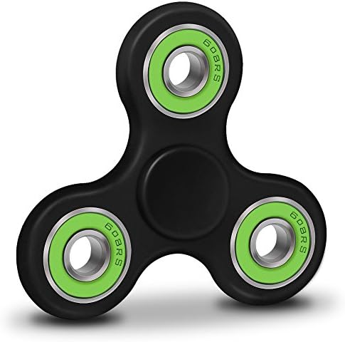 EDC Tri Fidget Spinner Spinning 3mins+ Finger Stress Reducer Toy for Boredom, Anxiety, Focusing (Black Green)
