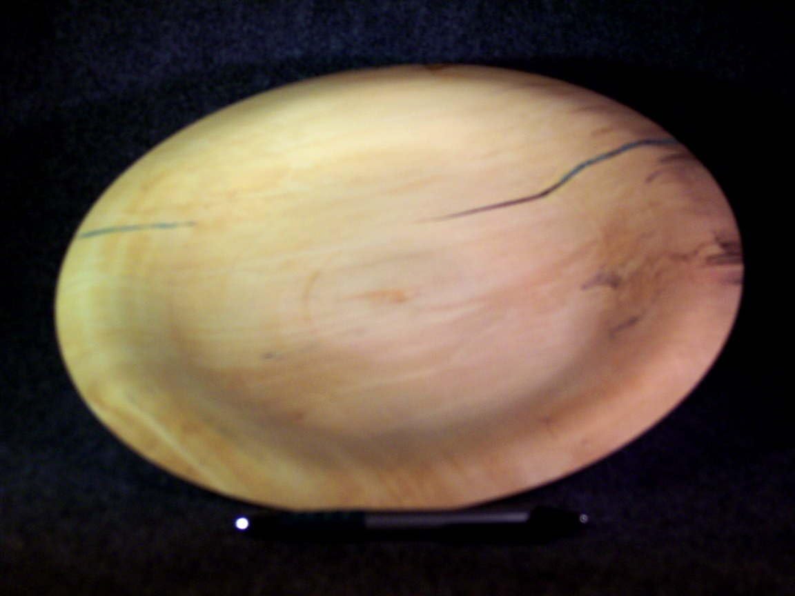 Vermont Bowl Mill Hand-Crafted Spalted Box Elder Platter with Turquoise Gemstone Inlay