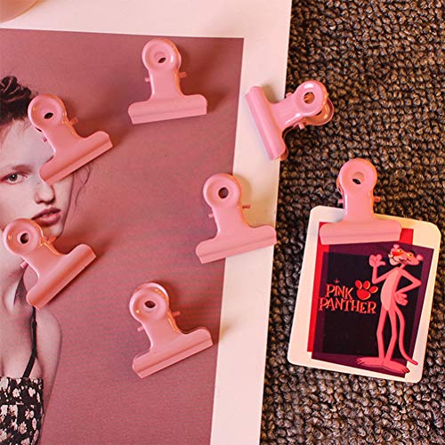 TOYMYTOY Pink Paint Paper Clips Paper Clamp Binder Clips Food Snack Sealing Iron Clip for Office School Home Use,20pcs