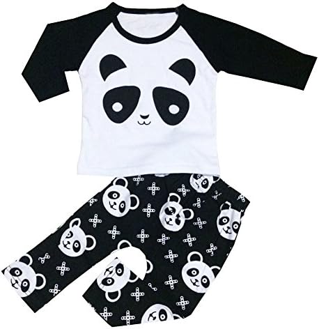 LQVOG Toddle Little Girls Clothes Panda Long Sleeved 2pcs Set Outfits 0-24 Months (80cm)