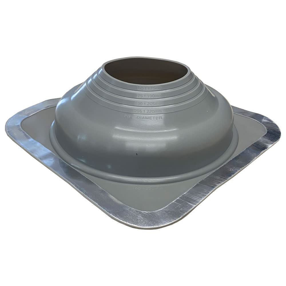 Chimsoc HT Rubber Pipe Flashing - Grey High Temperature Silicone - Suits 160-220mm Diameter Pipes