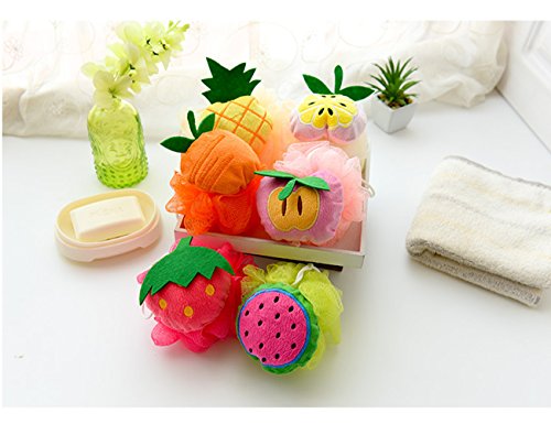 Bath Shower Sponge Pouf Loofahs 6 Packs, Mesh Brush Animal Shower Ball for Kids Random Pattern