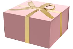 HAVREPAC 8x8x4 Inch Gift Box with Magnetic Closure Lid, Gift Boxes with Lids For Presents,Bridesmaid Gifts Box,Birthday Gift box,Luxury for Gift Packaging, Magnetic Gift Box for Wrapping Gifts(Pink)