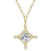 Moissanite Necklace for Women, 925 Sterling Silver Lab Created Imitation-diamond Pendant Solitaire Necklace Gift for Her Mother Mom Wife Girlfriend Jewelry with GRA Certificate of Authenticity