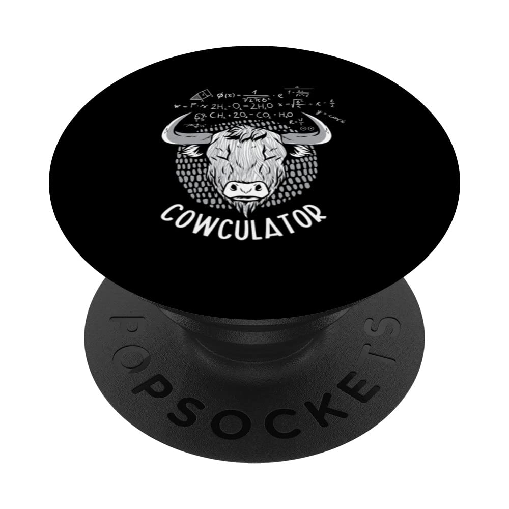 Cowculator Highland Cow Farmer Grass Puppy Math Lover PopSockets Swappable PopGrip