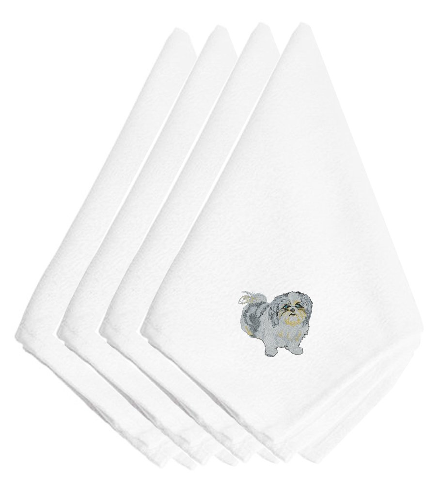 Caroline's Treasures Shih Tzu Embroidered Napkins Set of 4 EMBT1746NPKE, Fabric, Multicolor